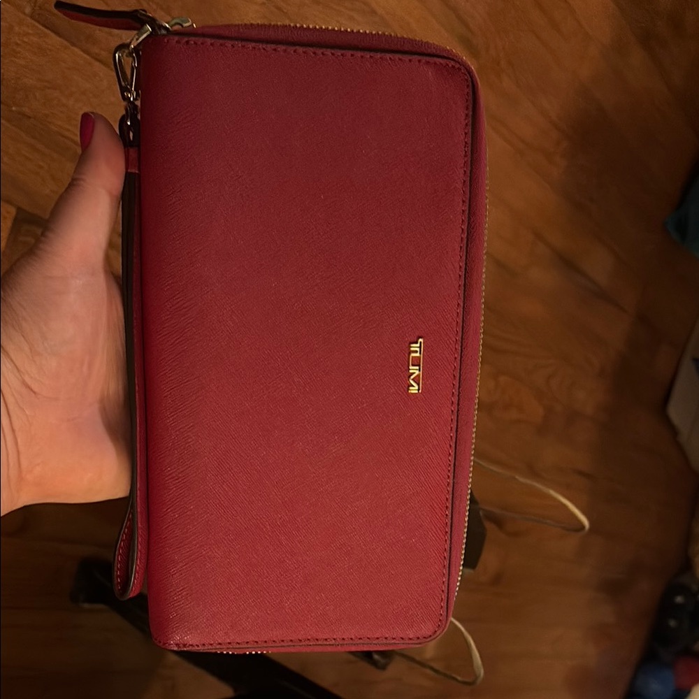 Tumi Belsen Travel Wallet, Raspberry with Gold Accent